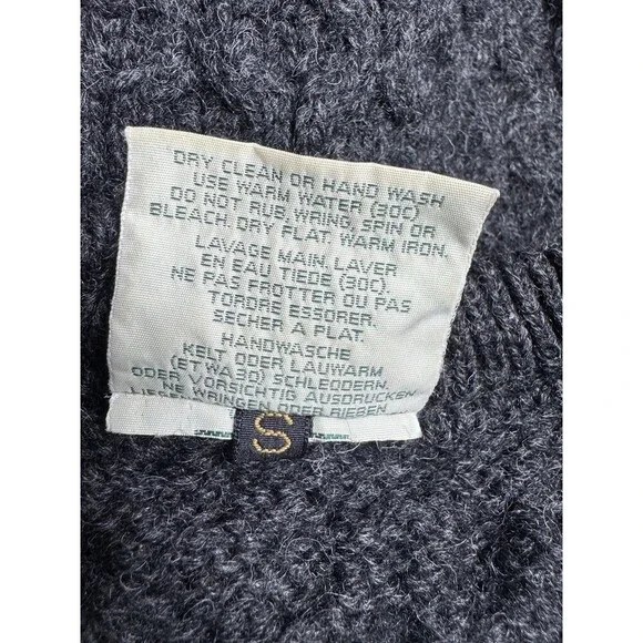 Vintage Carraig Donn Gray 100% Wool Irish FishermanSweater S